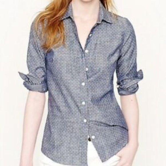 Size 4 - J.Crew “Perfect Fit” button down shirt Chambray - Picture 1 of 3